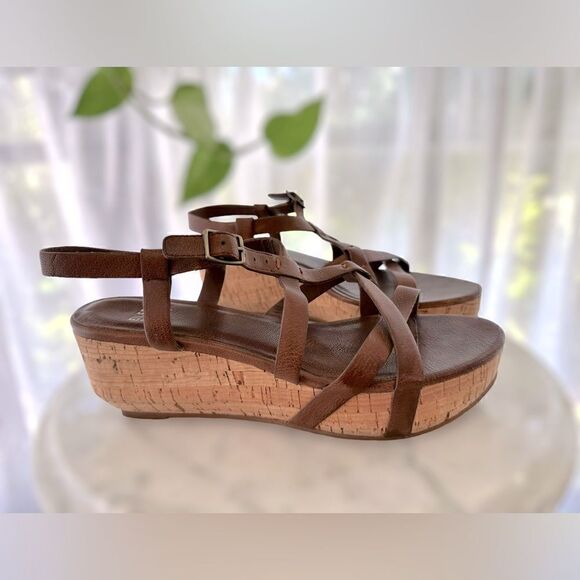 Eileen Fisher Array Cork Sandal Wedge Platform Size 7.5 - Picture 2 of 15